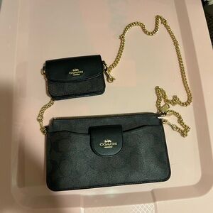 Coach Black Crossbody Bag with Gold Chain